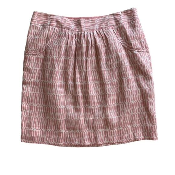 Boden Pink and White Linen Knee Length Skirt - Size 12 - Picture 1 of 4
